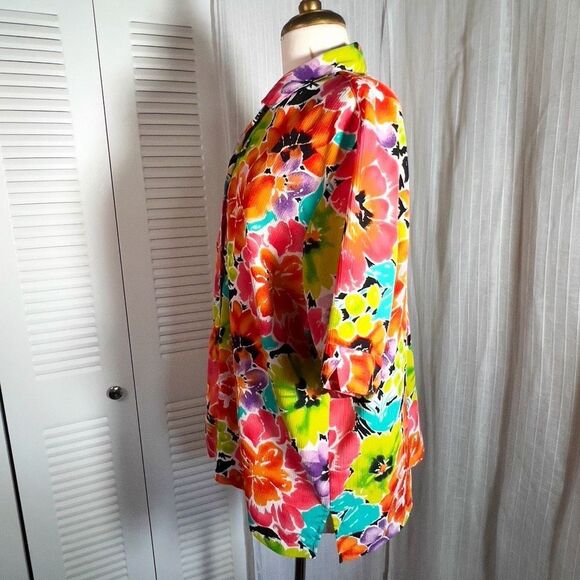Nikki | Women’s | Blouses | L | Vintage Tropical Colorful Button Down Collared T - Picture 3 of 5